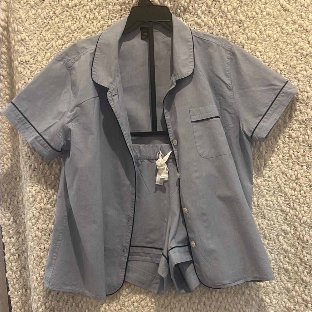 J. Crew Light Blue Dreamy cotton pajama short set